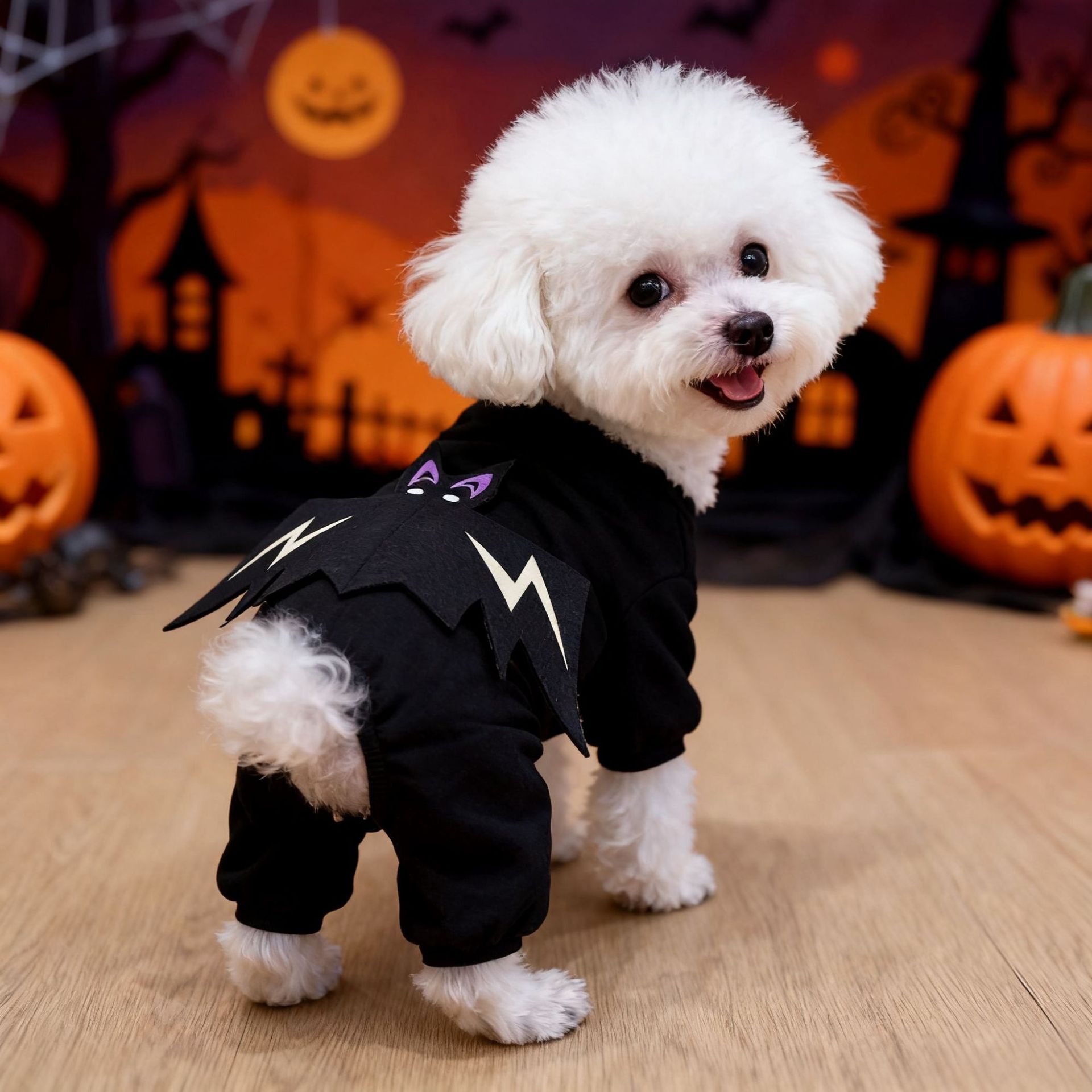 Disfraz de Murciélago 3D de Halloween para Mascotas con Iluminación en la Oscuridad Transformación Cuadrúpeda divertida — imagen 3
