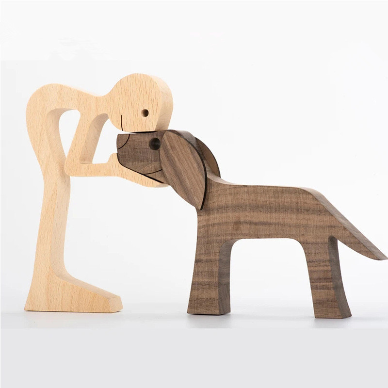 Escultura de Madera para Decoración de Hogar con Perro y Dueño - Regalo de Navidad para Amantes de los Animales — imagen 29