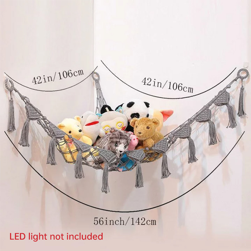 Space-Saving Toy Hammock, Decorative Woven Net to Organize Giant Stuffed Animals in Bedroom — image 11