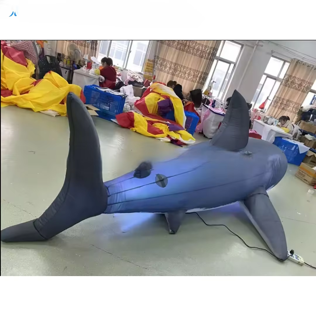 Inflatable Decoration with Led Light, Air - blow Marine Fish - shaped - 4m Inflatable Shark, Ideal Prop for Theme Event and Nigh — image 5