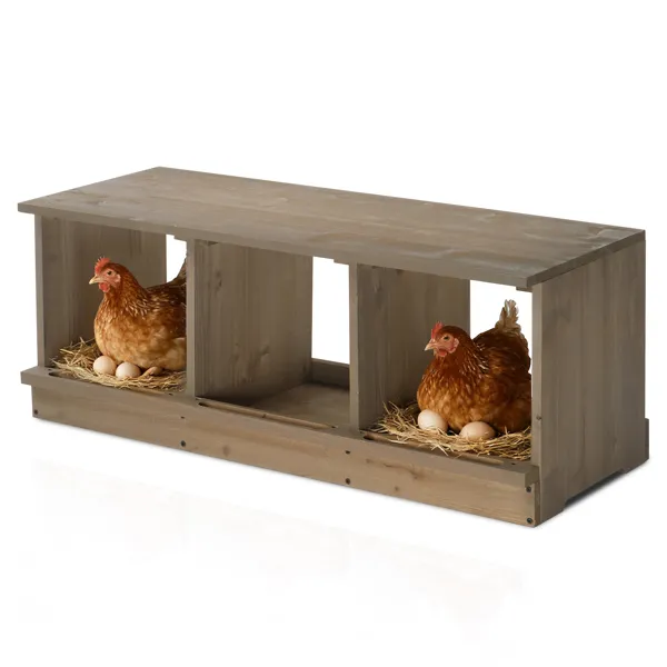 Cajas de Incubación para Pollos, Caja de Puesta en Madera para Gallinas y Patos, 3 Compartimentos Gris — imagen 6