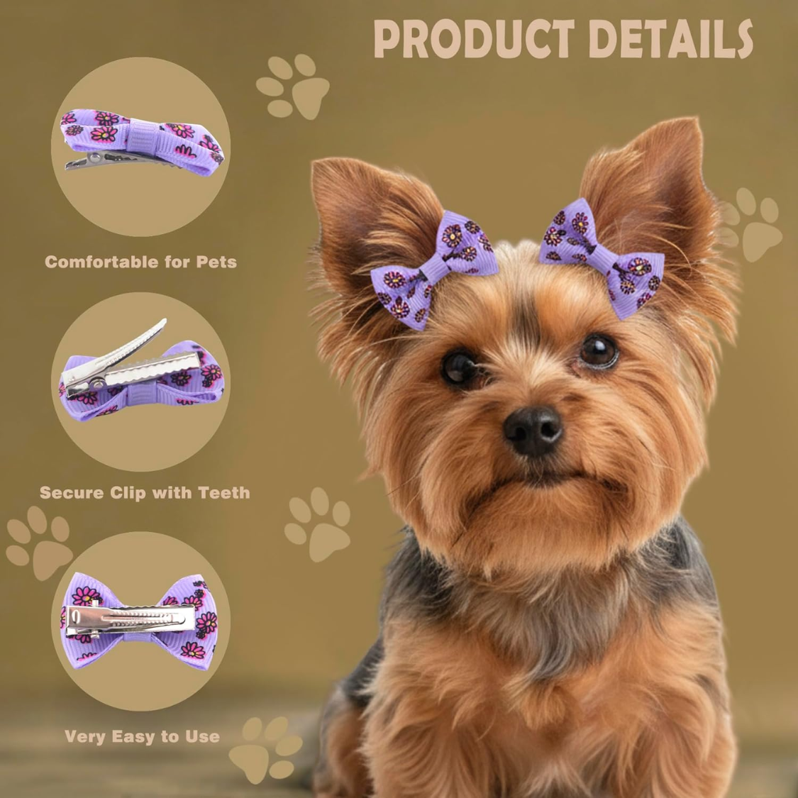 Pegatinas de Cabello para Perros Pequeñas - 60 Piezas para Accesorios de Aseo Canino Regalos para Mascotas — imagen 7