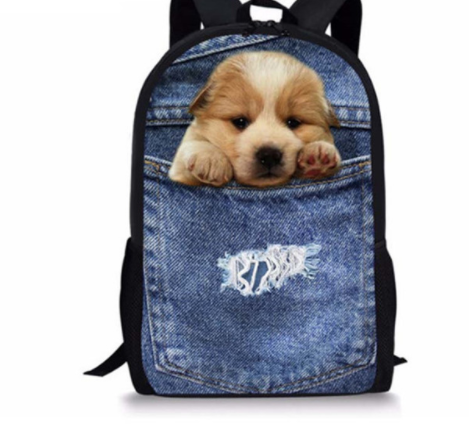 Mochila de Gato para Niños - Cómica con Animales 3D en Denim para Chicos y Chicas — imagen 1