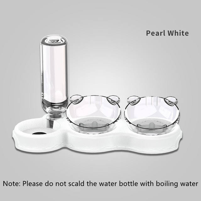 Pet Bowl Plastic Dog Bowl Double Bowl Automatic Drinking Water Anti Spill Food Bowl Pet Bowl Cute Cat Rice Bowl Cat Bowl — image 12