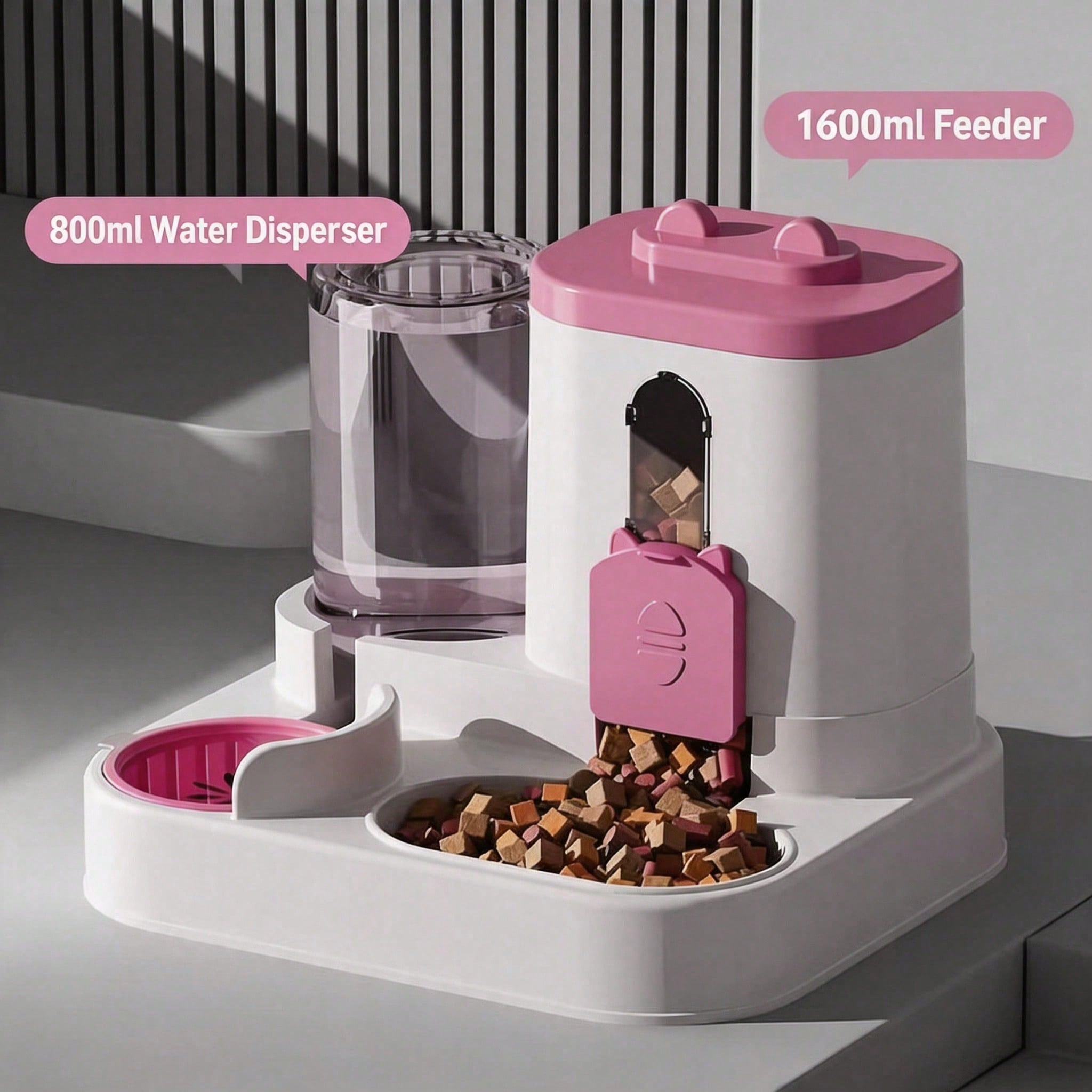 4 Colors Gravity Pet Feeder Water Dispenser Cute Cat Shaped Automatic Food Water Bowl Large Capacity Detachable Stable Anti Slip Base Feeding Supplies For Cats Puppies Small Animals Home Indoor Use — image 2