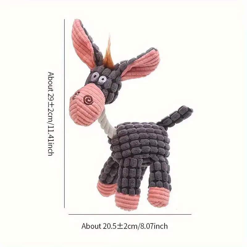 Peluche Juguetes de Mordisqueo Interactivos para Perros Pequeños con Diseño Burro Adorables Sonido Escandaloso para Entrenamiento y Estimulación Mental — imagen 4