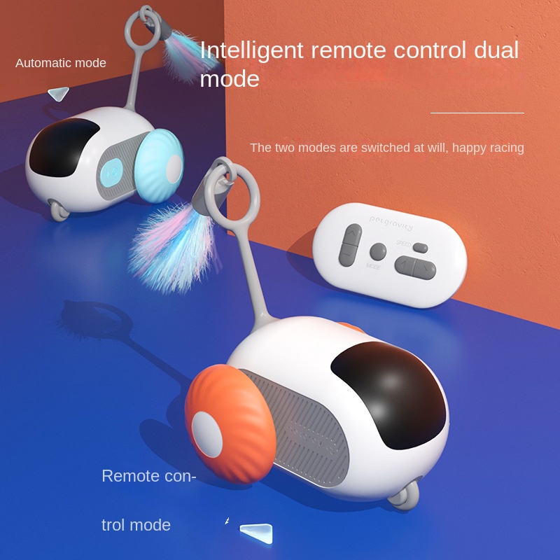 Pet Attraction Running Car Smart Toy Teaser Wand Feather Toy Autonomous Driving Mode — image 1