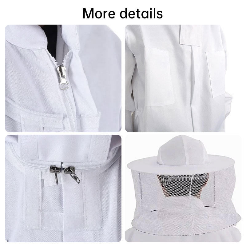 Bee Suit Professional Beekeeping, Anti-Bee Ventilated Full Body Suit with Veil Hat, Elastic Cuffs Beekeeper Protective Wear — image 5