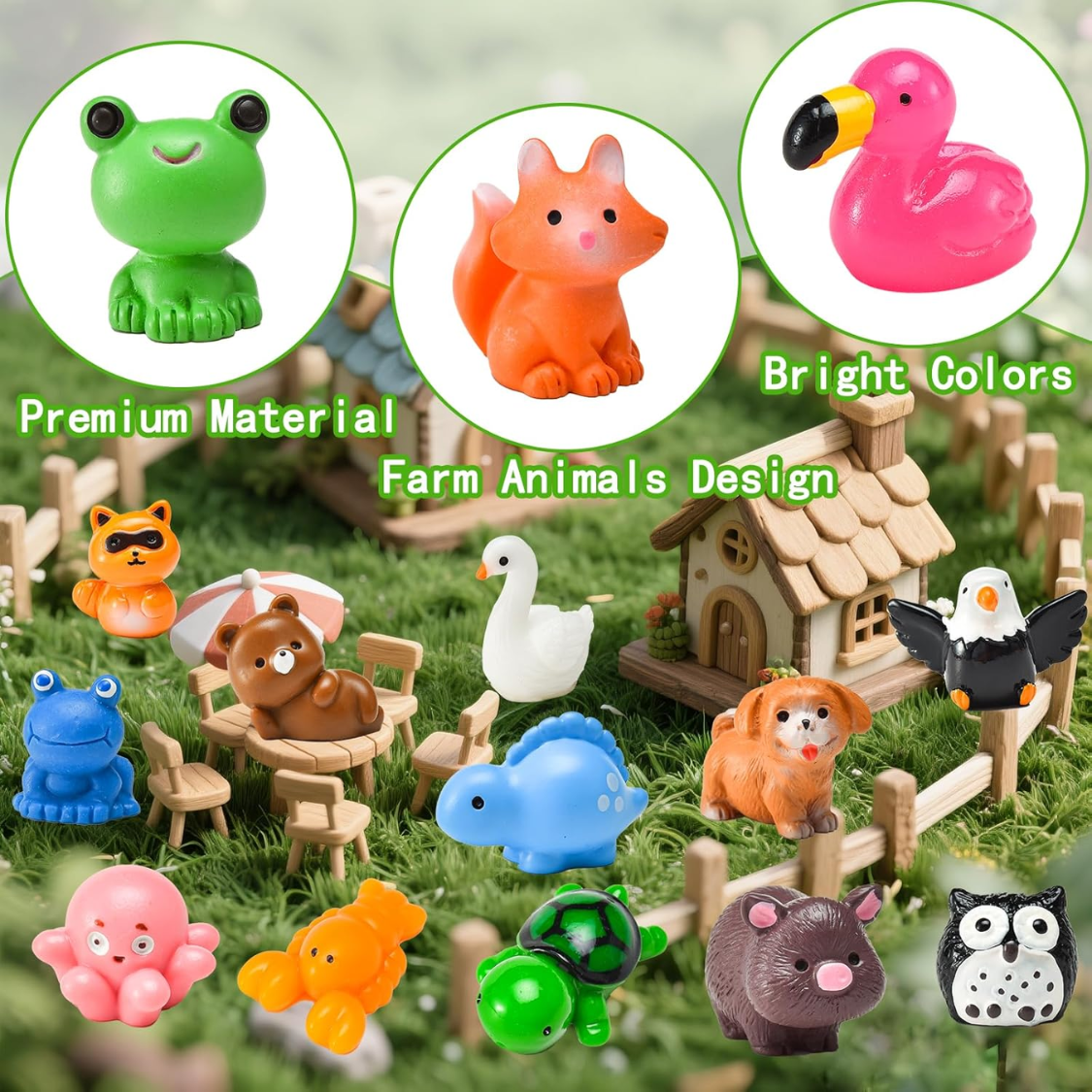 50 Piezas de Mini Figuras de Animales de Resina, Figuras Miniatura de Animales Pequeños al por Mayor para Jardines de Hadas Miniatura, Recuerdos de Fiesta y Jardín — imagen 6