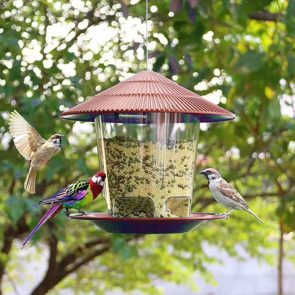 Bird Feeder Automatic Hanging Outdoor Garden Gazebo Wild Bird Feeding Container With Hang Rope House Decor Pet Supplies — image 3