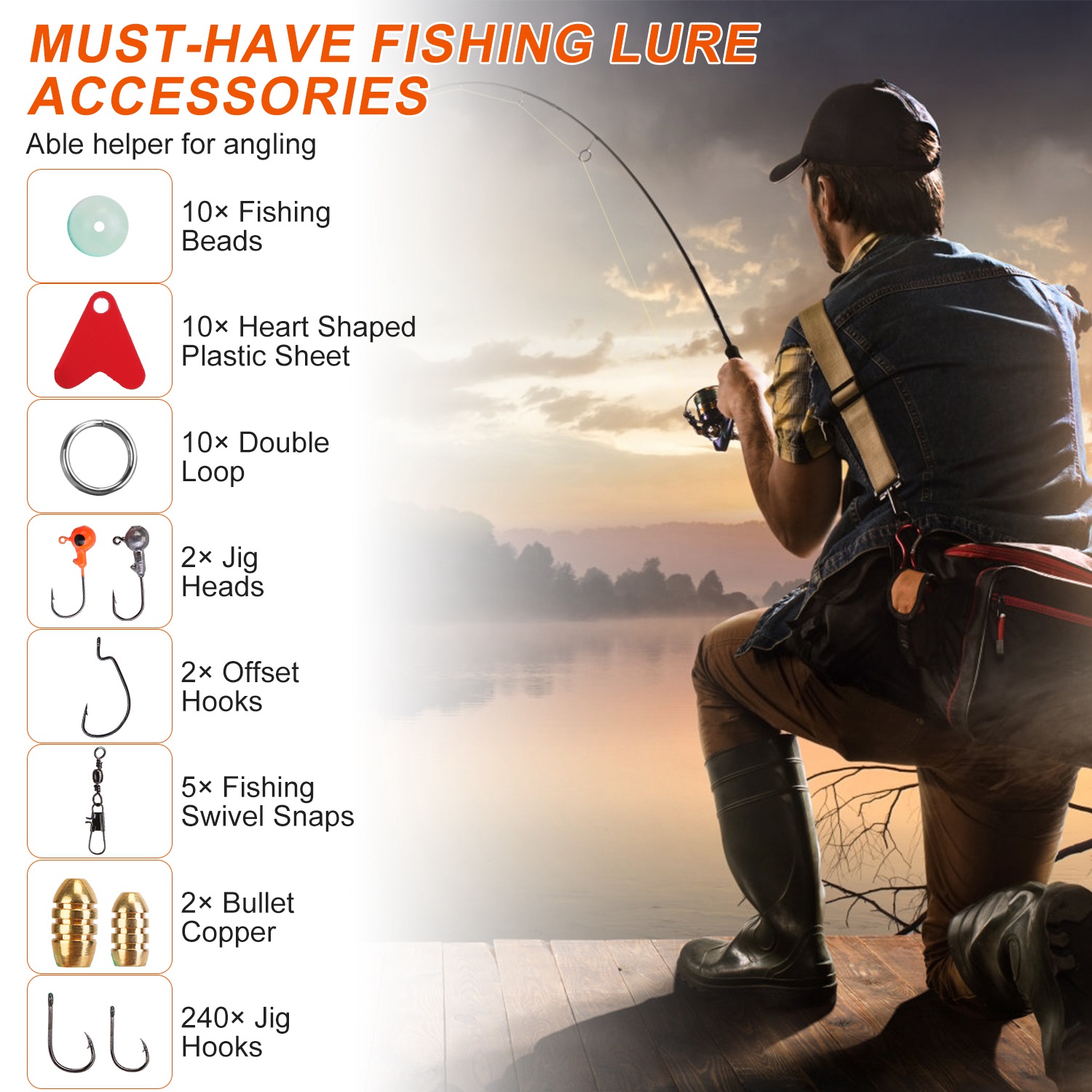 Set de 375 Piezas de Señuelos de Pesca y Caja de Aparejos, Kit de Señuelos para Agua Salada y Dulce, Poppers, Crankbaits, Grillos, Ranas y Señuelos Cuchara Realistas — imagen 6