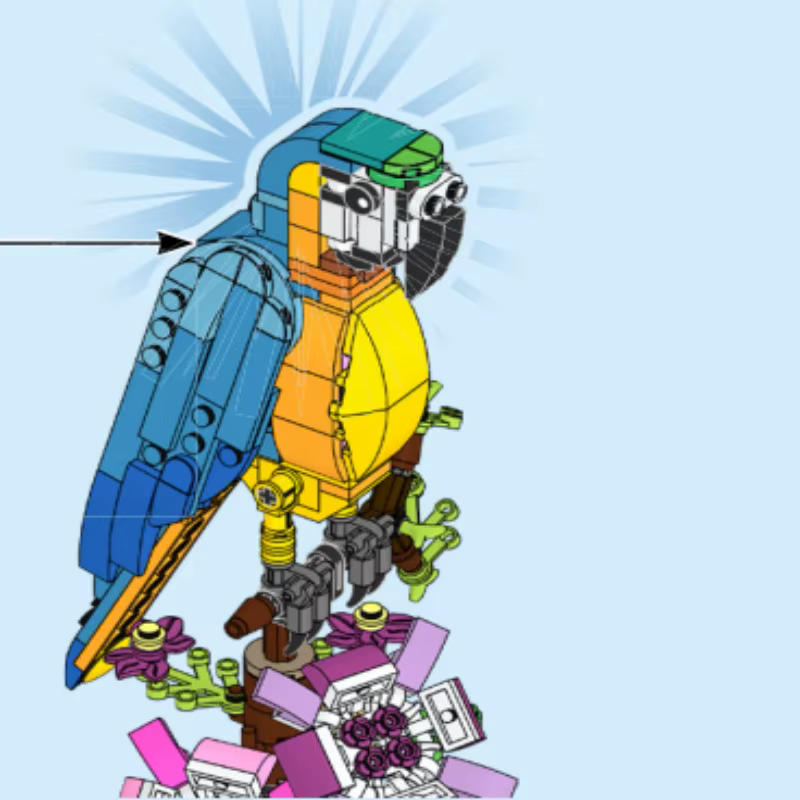 3 in 1 Parrot Building Toy Set, Transforms To 3 Different Animal Figures - From Colorful Parrot, To Swimming Fish, To Cute Frog — image 6