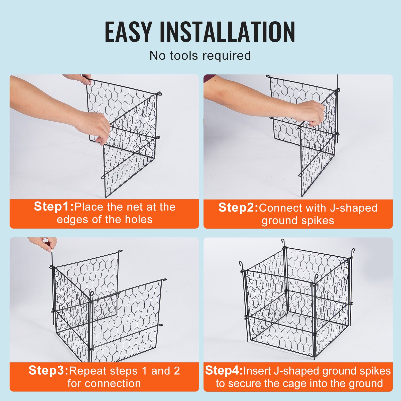 Paquete de 4 Protectores de Plantas Contra Animales, Protector de Malla de Alambre 13.4'' x 13.4'', Jaulas para Plantas de Exterior, Flores y Vegetales, Mantiene Fuera a Conejos, Gallinas y Ardillas, 16 Piezas de Malla Metálica — imagen 5