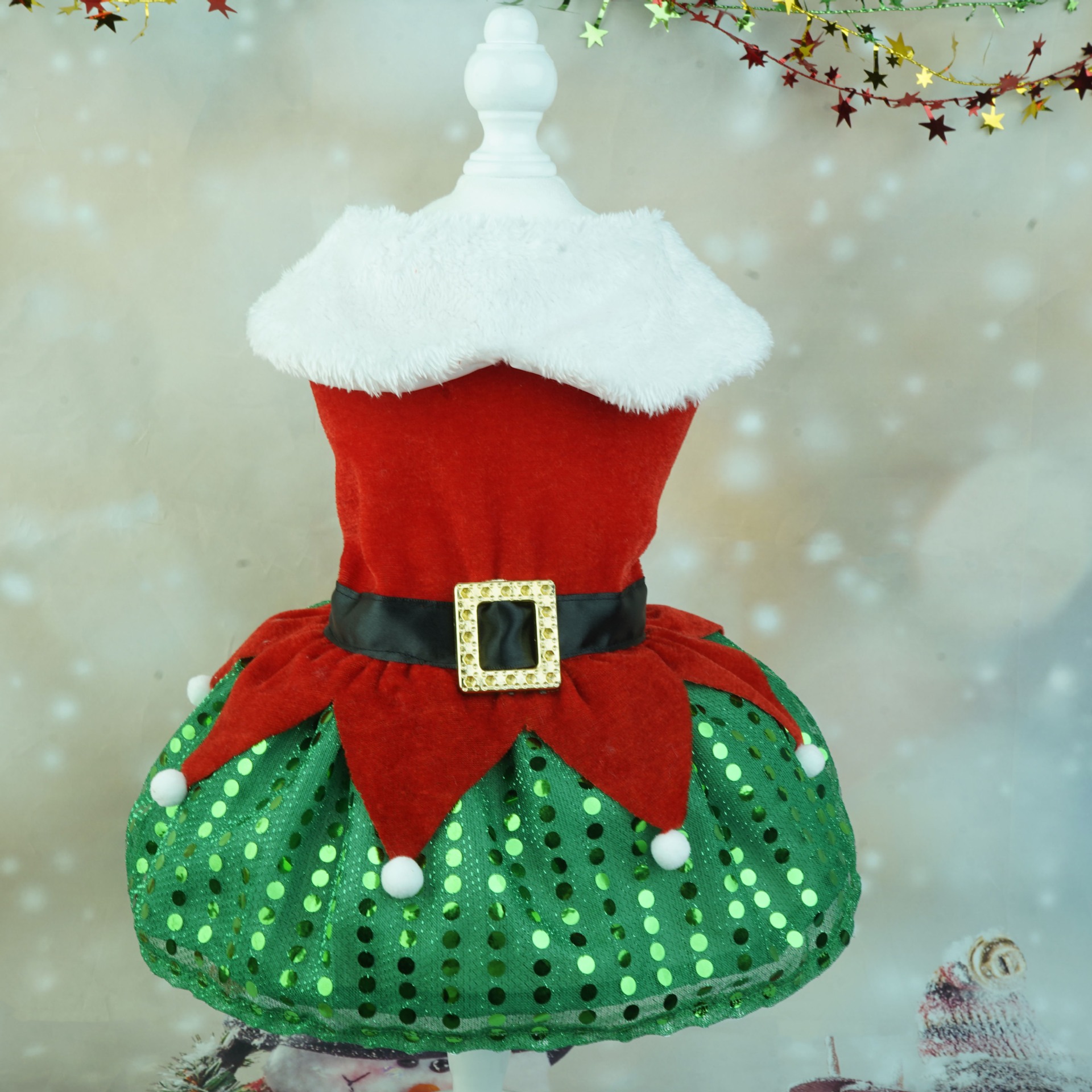 Ropa Navideña para Perro: Traje de Santa Claus de Terciopelo Dorado — imagen 4