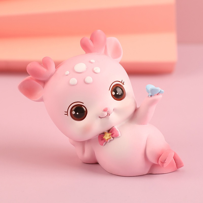 Beginner's Little Cute Resin Deer Decoration Girl's Heart Creative Home Decoration Student Gift Car Decoration Deer — image 8