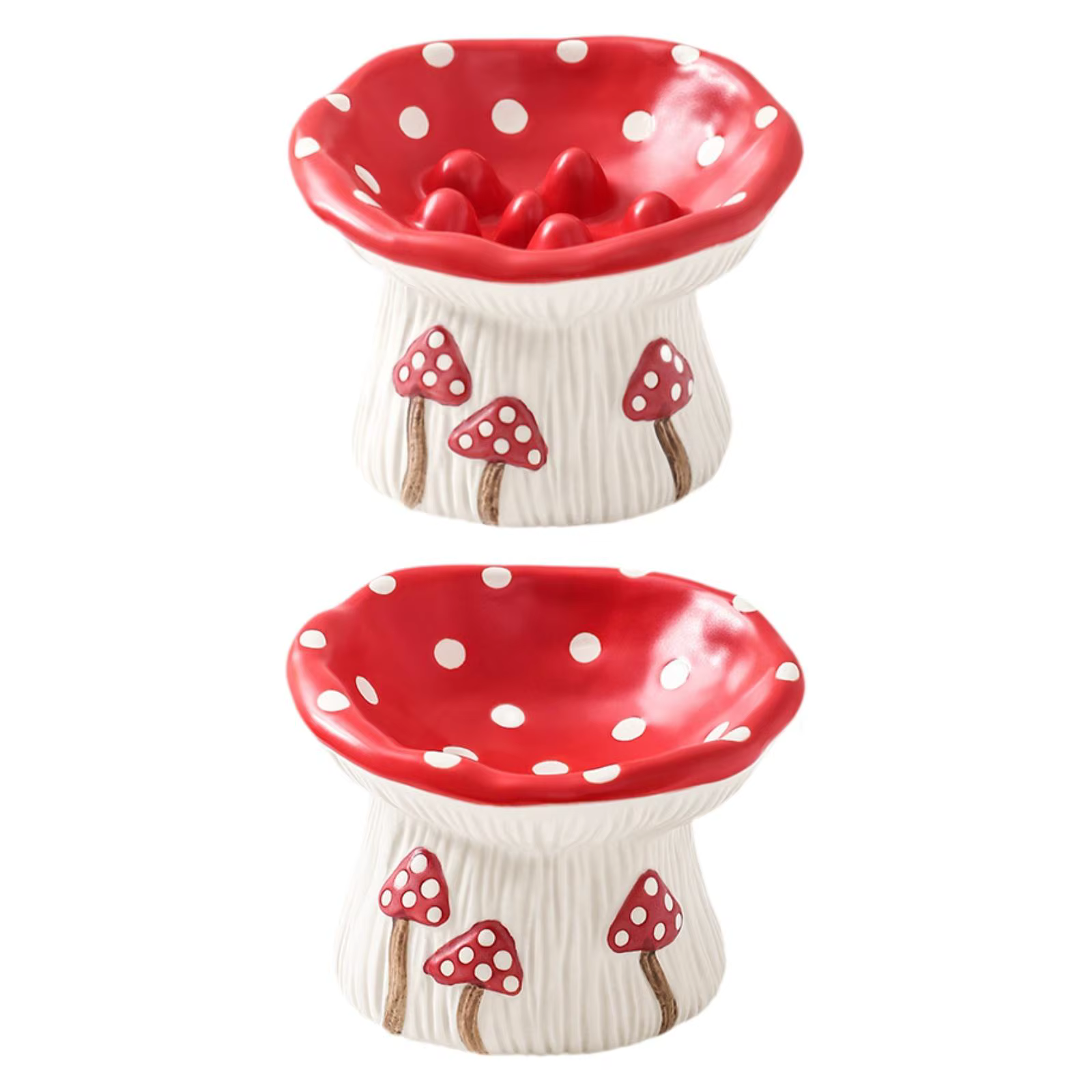 Tazón de Alimento Cerámico en forma de Hongo para Gatos Domésticos con Diseño Elevado y Inclinado Anti Deslizante para Comida y Agua — imagen 2