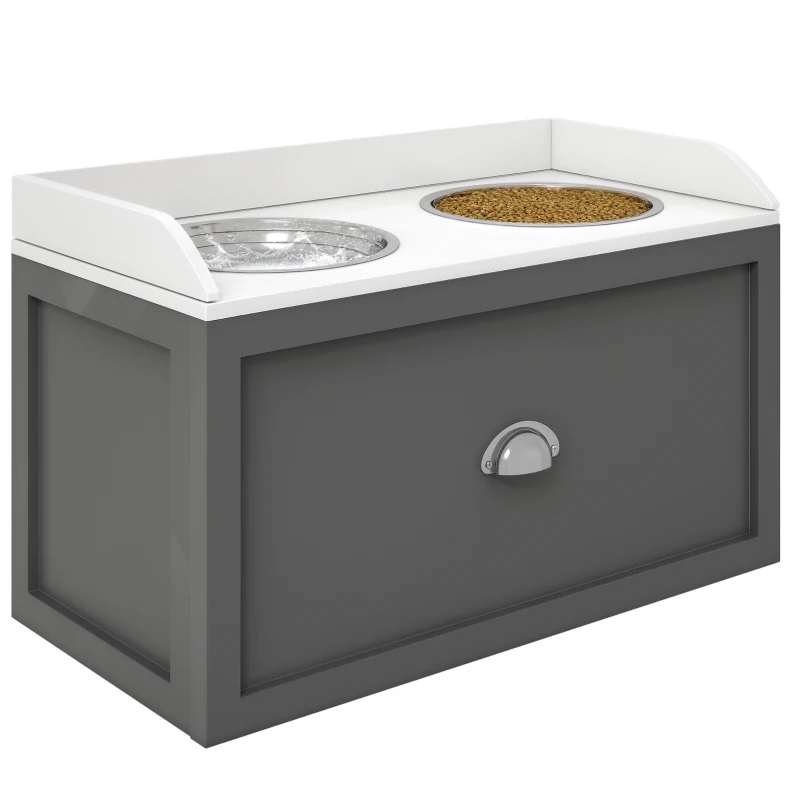 Pet Feeding Station Pet Dish Bowl Set With Storage, 2 Elevated Dog Bowls For Large Sized Dogs, Gray — image 6