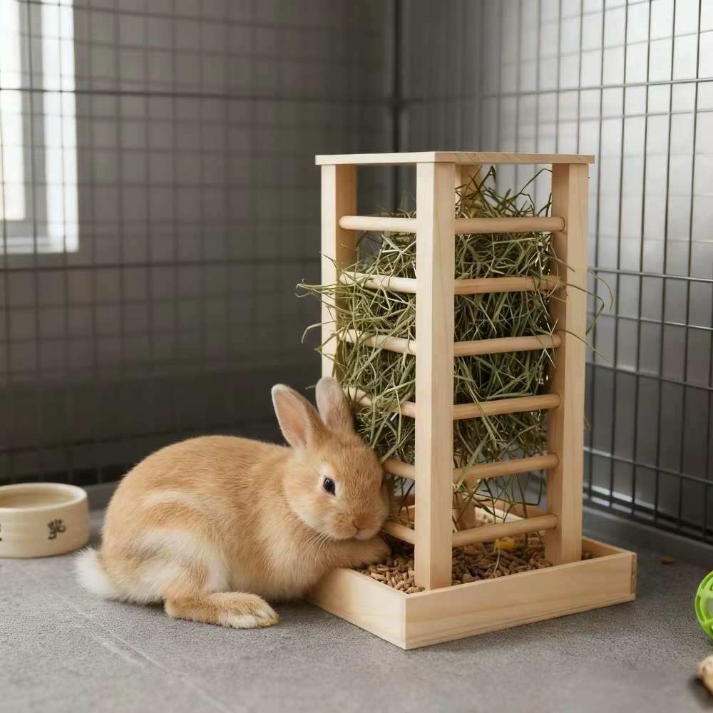 Caja de Alimento para Conejos en Madera Práctica con Accesorios Desmontables para Cunicultura y Criadors de Pichones — imagen 5