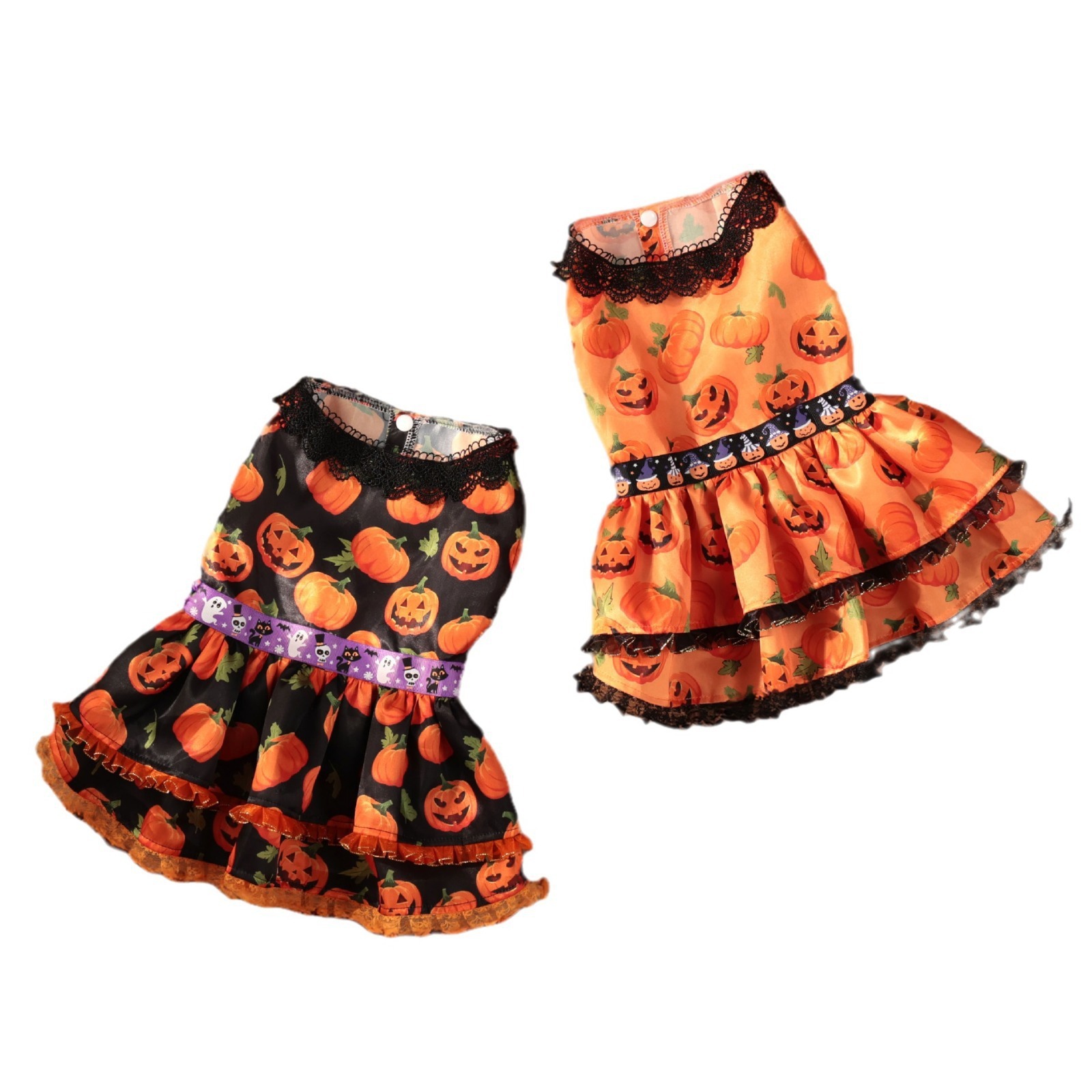 New Halloween Pet Dog Clothes for Medium and Small Dogs, Pumpkin Lace Dress — image 6