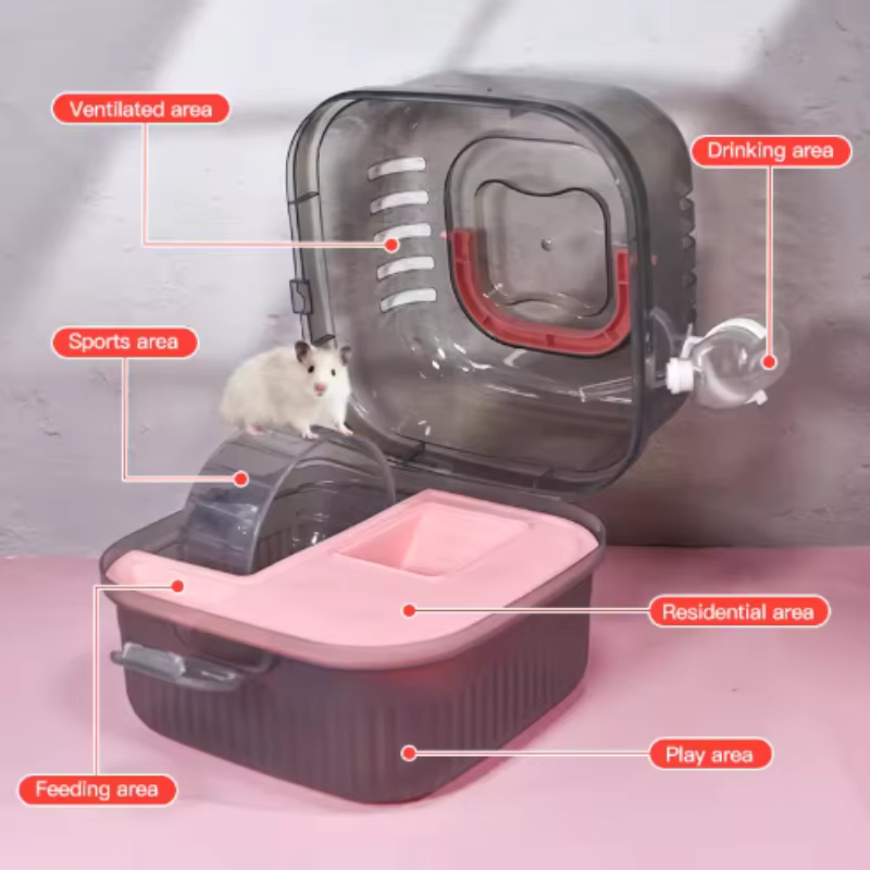 Large Capacity Chinchilla Cage with Water Translucent Hamster Travel Carry Case Breathable Small Animal Carrier Hamster Habitat — image 6