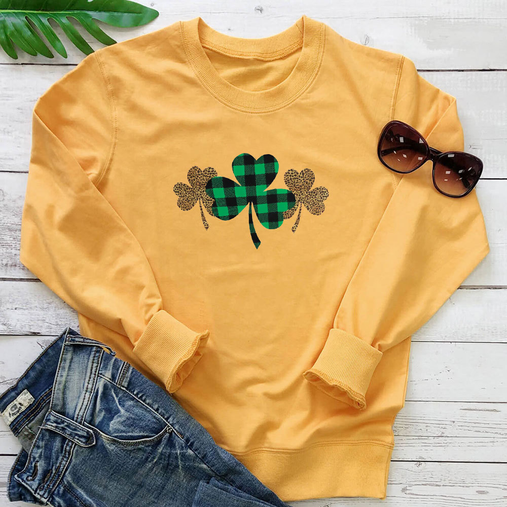Leopard print clover print loose long sleeved sweatshirt — image 5