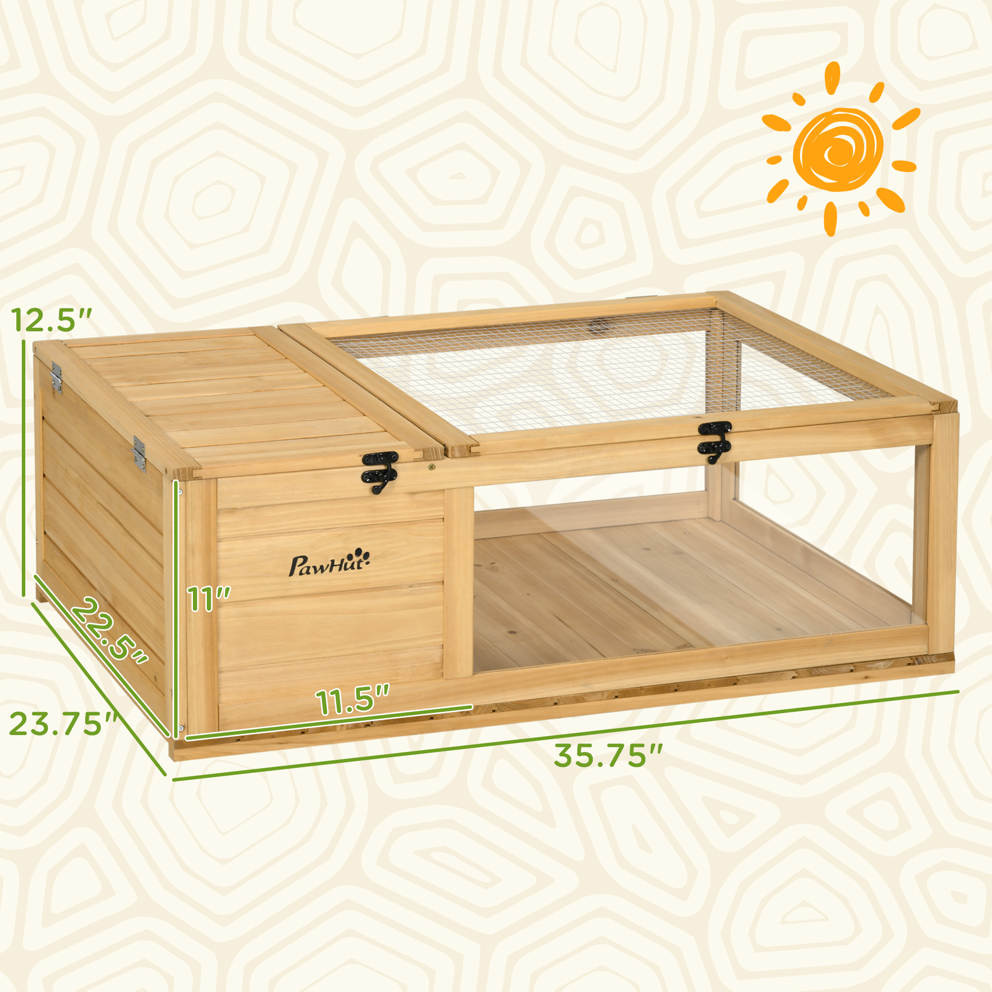 Caja de Madera para Reptiles con Acceso Superior para Tortugas, Lagartos, Serpientes Amarilla — imagen 6