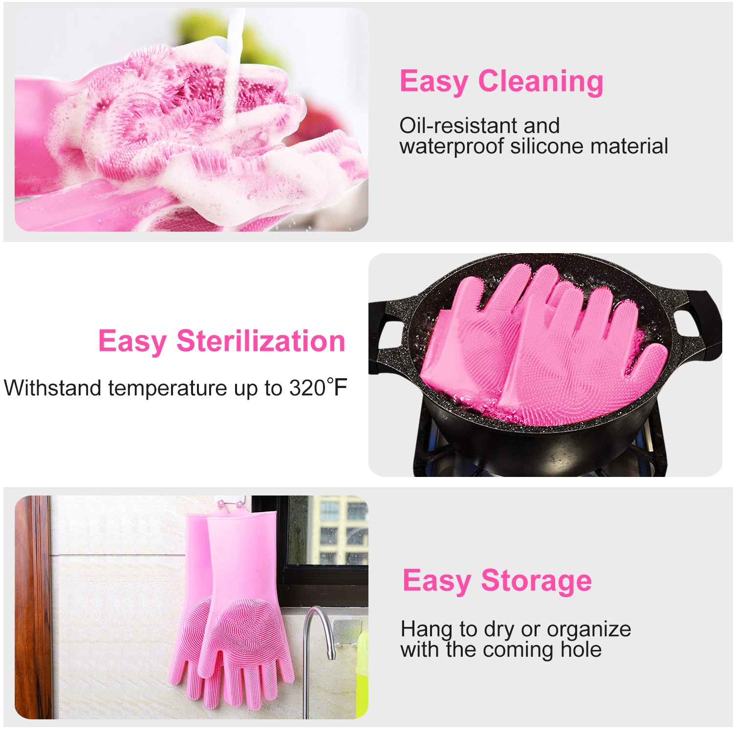 Par de Guantes de Silicona con Cerdas Para Lavar Platos, Esponja de Limpieza, Cepillo Para Mascotas, Guantes Resistentes al Calor — imagen 16