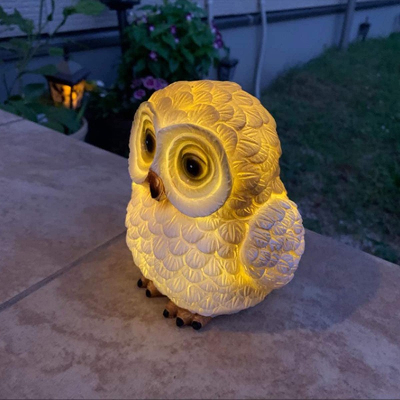 Statue decoration owl resin solar decoration — image 4