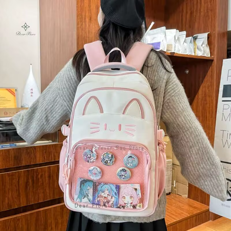 Mochilas de Gato Y2K Cutenas Capacidad Grande para Niñas Adolescentes Transparente y Tendencia — imagen 5