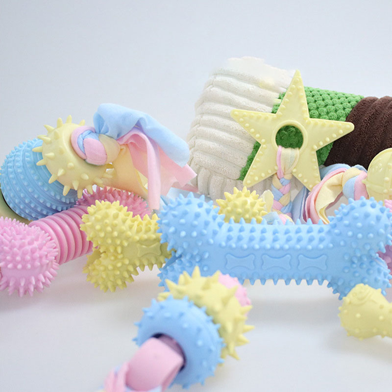 Pet Toys TPR Environmental Protection Material Bite-Resistant Molar Dog Supplies Cotton Rope Cloth Toy Set New — image 1