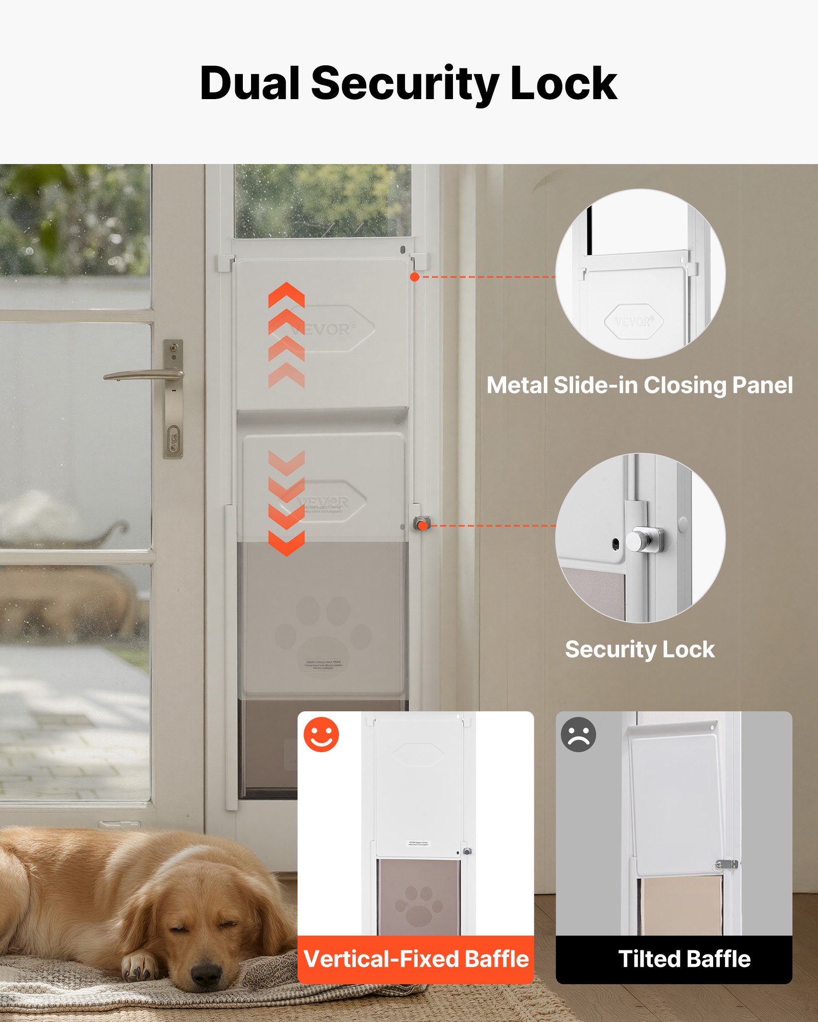 Dog Door For Sliding Glass Door, 91 To 96 In Adjustable Height, Aluminum Alloy Frame With Metal Rotating Hinges, Lock Design, 10 1/4 X 16 1/4 In Flap, Sliding Glass Pet Door For Renters — imagen 5