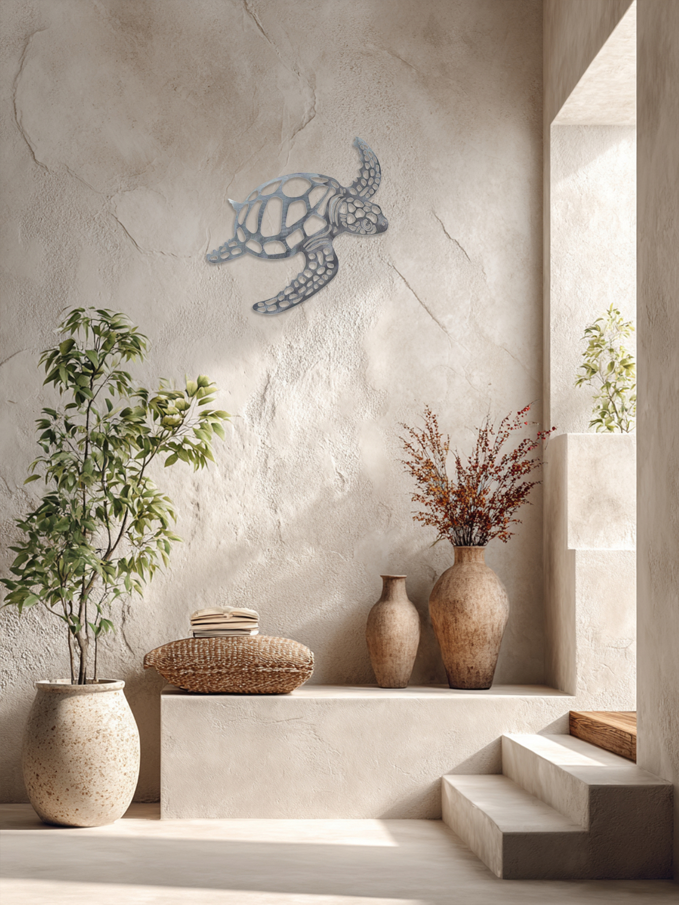 Rustic Sea Turtle Metal Wall Decor - Coastal Beach House Bathroom Accent — image 1