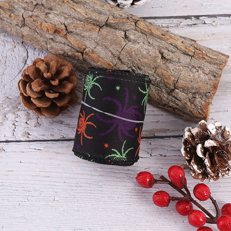Creative Halloween spider print ribbon Halloween party decoration ribbon DIY decoration ribbon material — image 2