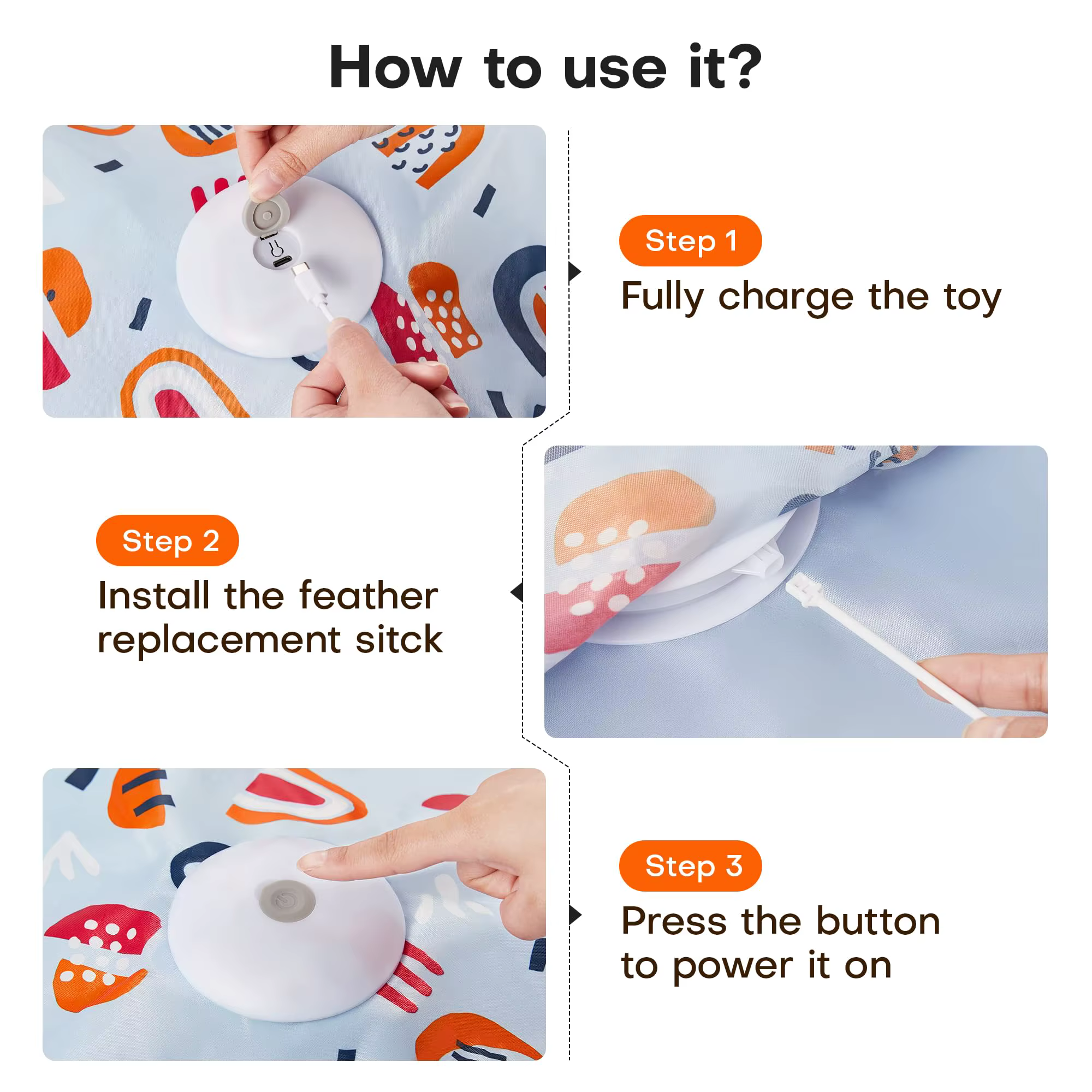 Smart Cat Toys Interactive Hide and Seek Cat Toy with Mouse Squeaky Motion Activated Moving Concealed Feathers Kitten Teaser Toy — image 6