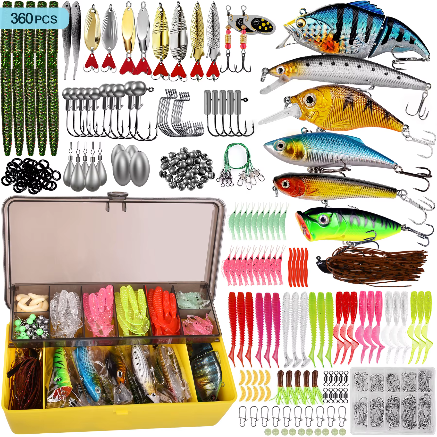 Fishing Lures Kit Included, Crankbaits, Spoon, Hooks, Weights & Other Accessories, Fishing Bait Lure Gear Kit Gift for Men Bass — image 2