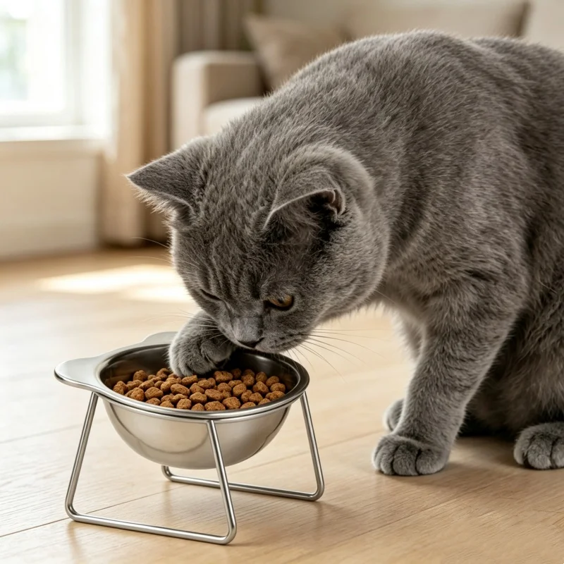 BOOTEELY Tilted Cat Bowl Stainless Steel Cat Food Bowls with Metal Stand Food and Water Dish for Cats Kitten Puppies Feeders Cat Supplies — image 1