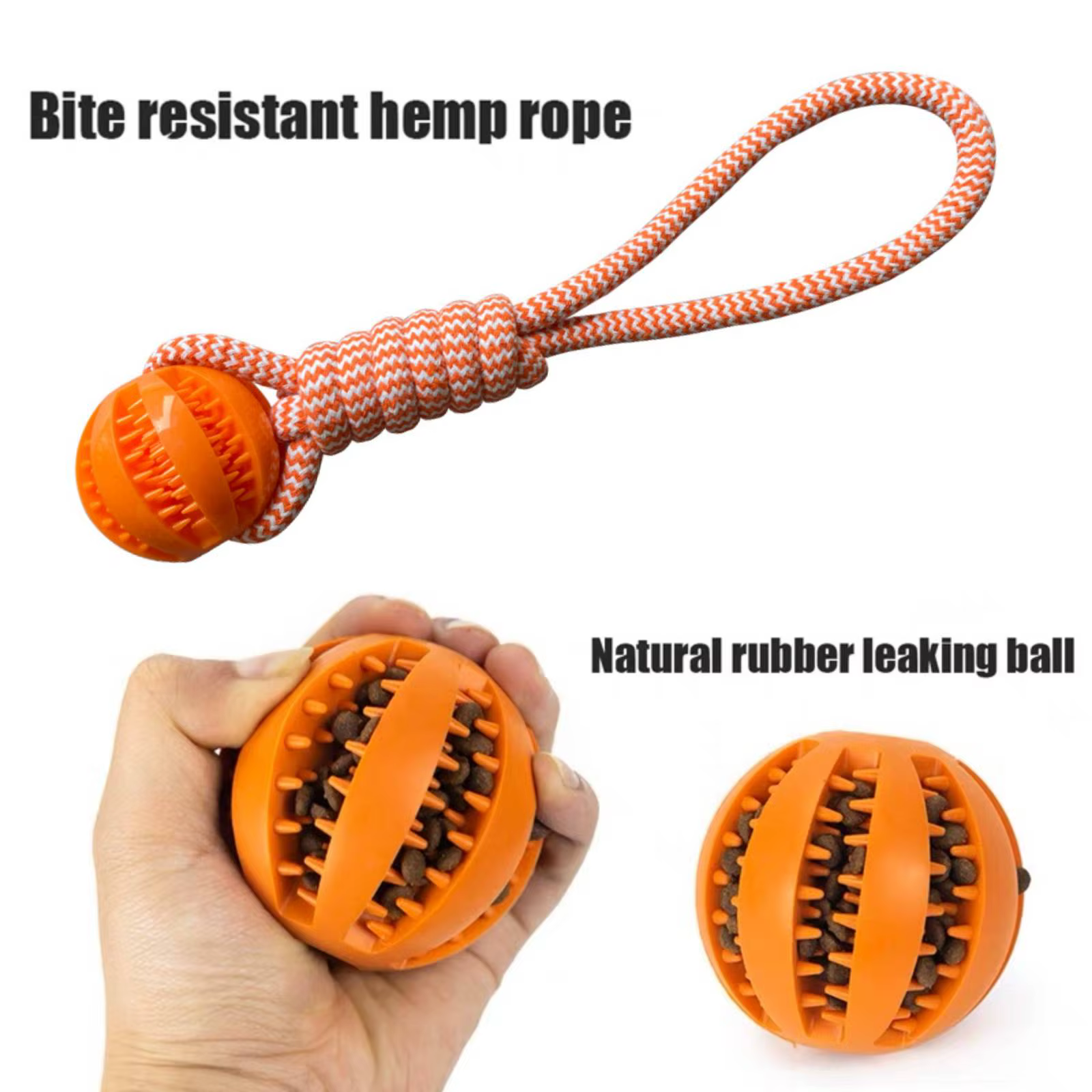 Juguete para perros, pelota dispensadora de golosinas de cuerda de algodón resistente, limpieza de dientes y entrenamiento, rompecabezas interactivo — imagen 4