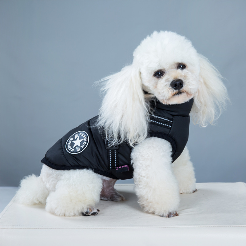 Pet Clothes Autumn And Winter New Waterproof Warm Dog Cotton Coat Winter Ski Suit Chest Back Integrated Cotton Vest — image 9