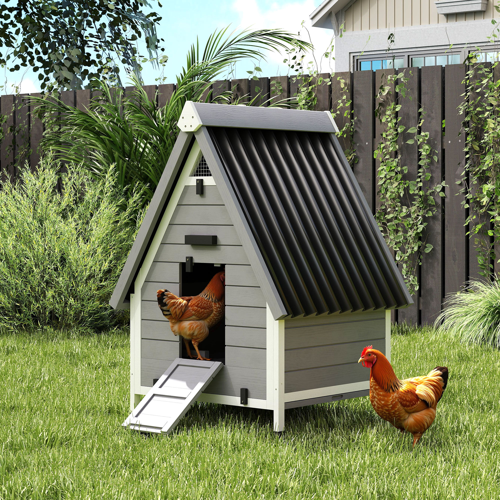 Chicken Coop For 2 Chickens, Outdoor Wooden Chicken House With Removable Nesting Box & Roosting Bar, Tray, Ramp — imagen 1