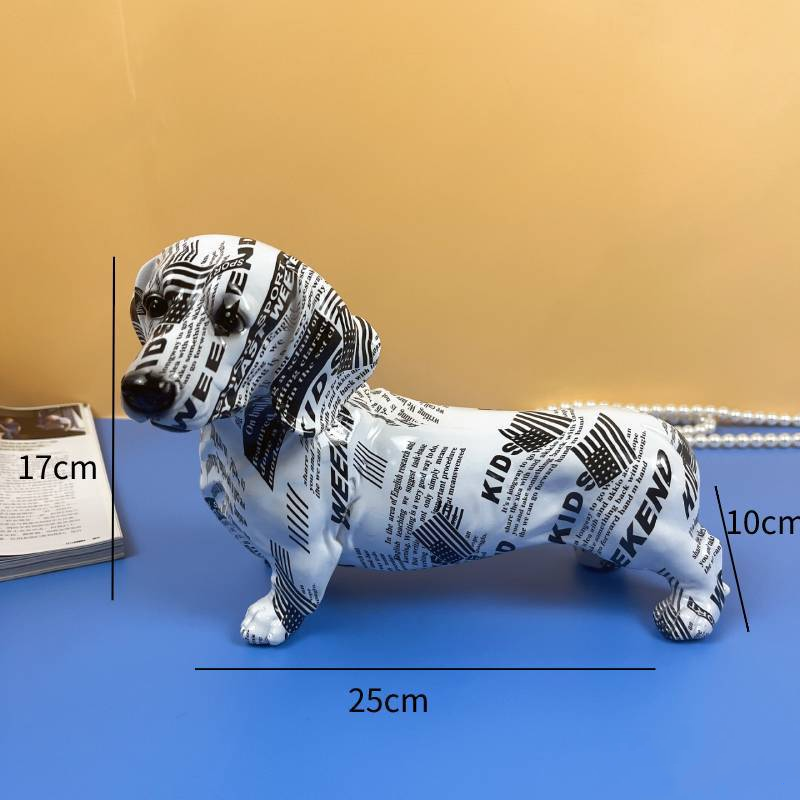 Ornamentos de resina para perros salchicha minimalistas — imagen 2