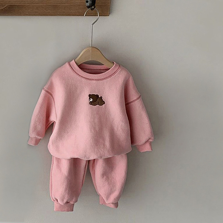 Children's Clothing Set for Boys and Girls, Embroidered Bear Casual Hoodie Set, Baby Sport Two-Piece Outfit — image 7