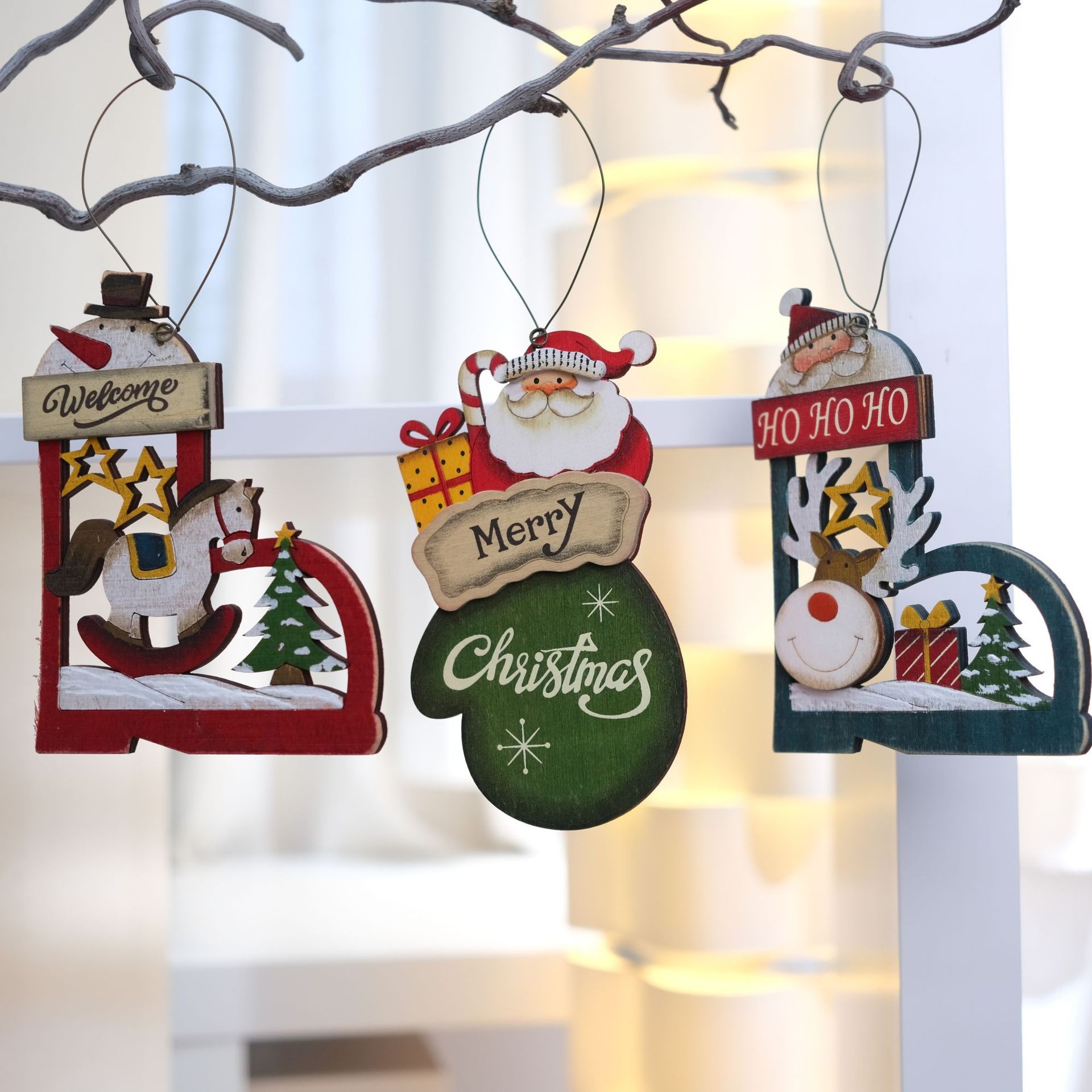 Decoración Navideña de Madera con Santa, Ciervo y Zapatos — imagen 4