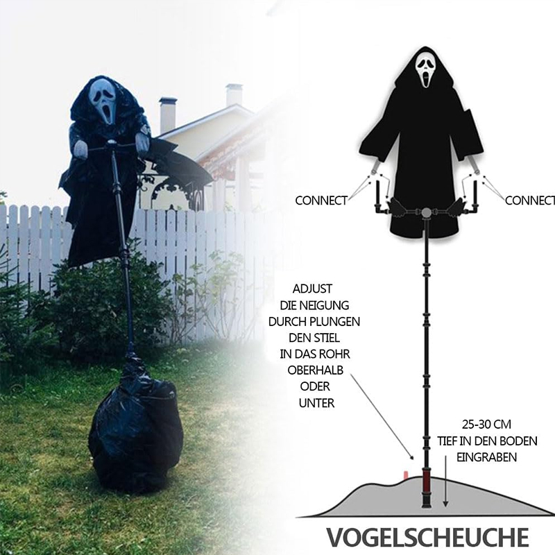 Scary Halloween Ghost Robe Costume with Crow Prop – Horror Phantom Cloak Dress for Men, Women & Cosplay — image 6