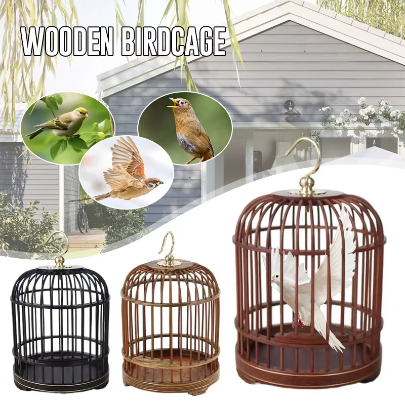 Wood Carved Bird Cage Small Animal Bug Cricket Pet Home Insect Storage Basket Grasshopper Feeding Container Cockroach Cage Baske — image 2
