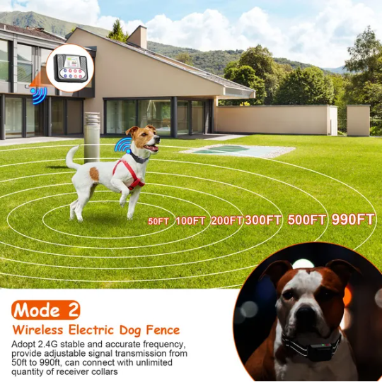 Collar de Entrenamiento Remoto Inalámbrico para Perros con 4 Canales, Modos de Silbido, Vibración y Choque, IPX6 Resista a Agua — imagen 2