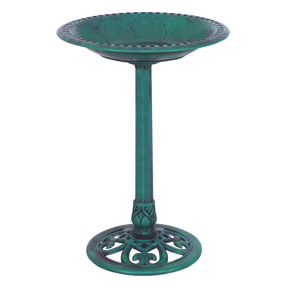 Outdoor Garden Green Pedestal Bird Bath Feeder — imagen 5