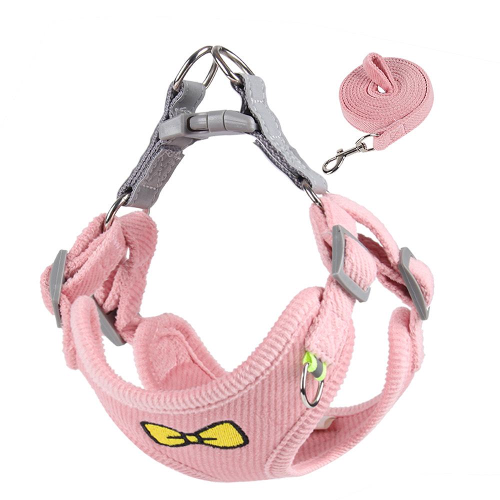 Dog Leash Embroidered Vest Puppy Strap Corduroy Pet Chest Strap Dog Leash — image 5