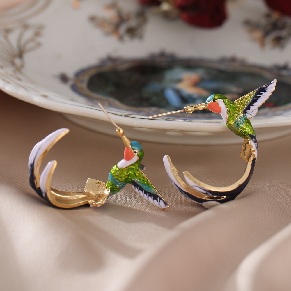 Pendientes de Colibrí Verde y Azul — imagen 4