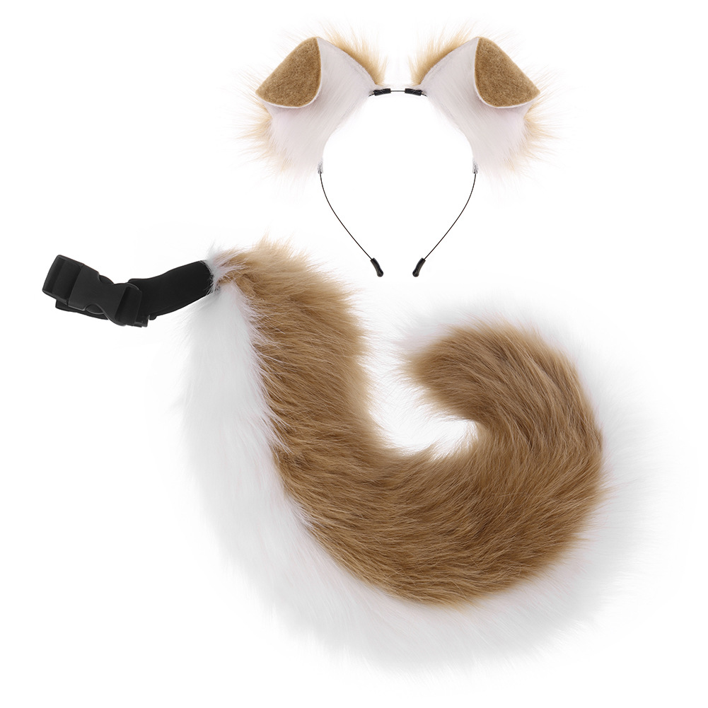 Handmade Plush Folded Ear Dog Headband Animal Ears Hair Accessory Cosplay Dog Ears Performance Tail Accessories — image 5