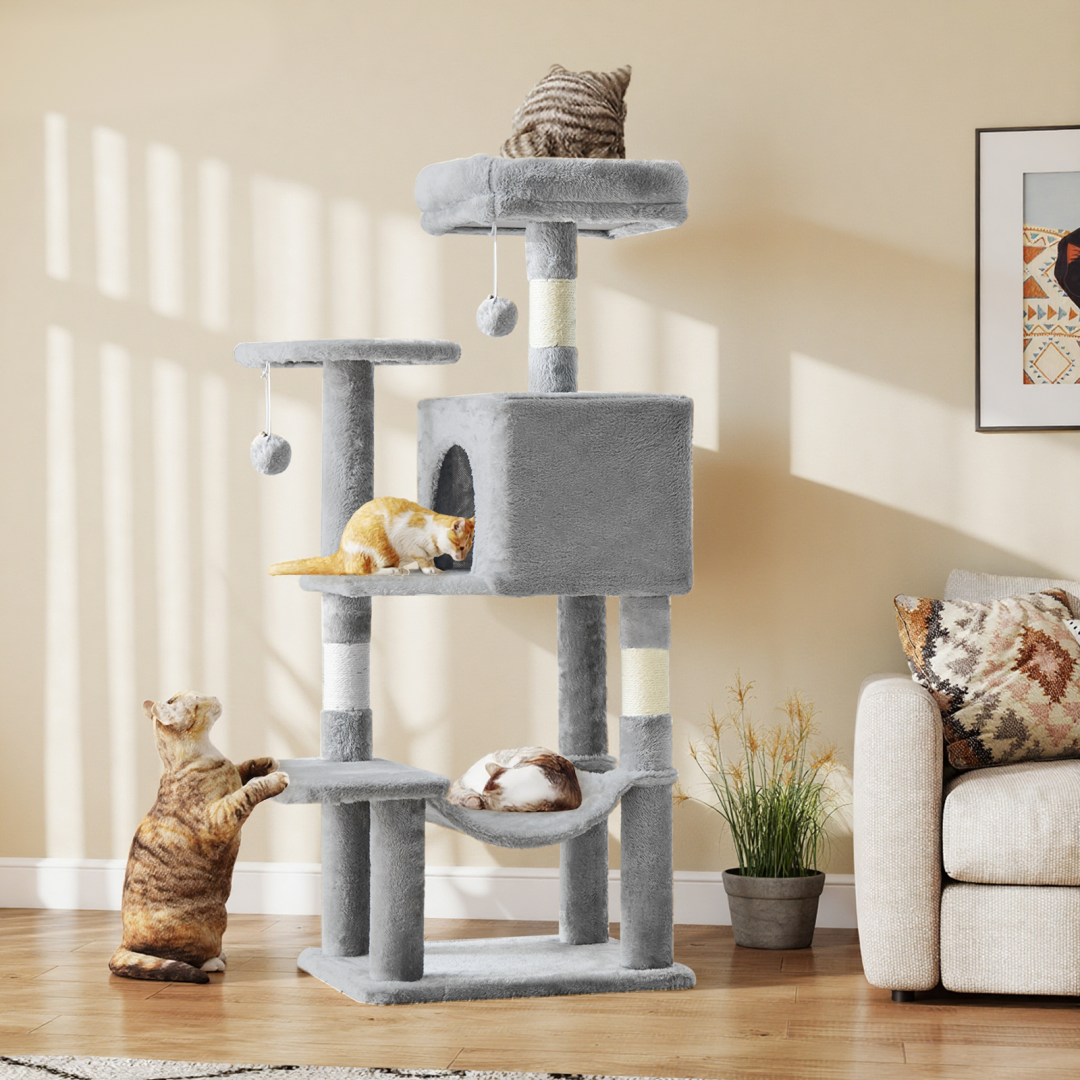 Torre para Gatos de Alto Rendimiento: Arbol Climático con Postes de Escarbar de Sisal Natural — imagen 33